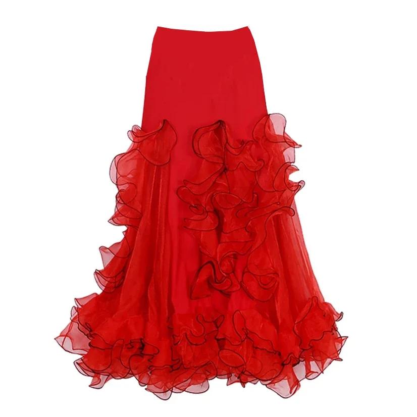Pakaian Tari Perut 5 Warna Rok Maxi Pinggang Panjang Lingkaran Penuh Belahan Sampling Wanita Sifon Rok  Tari Perut